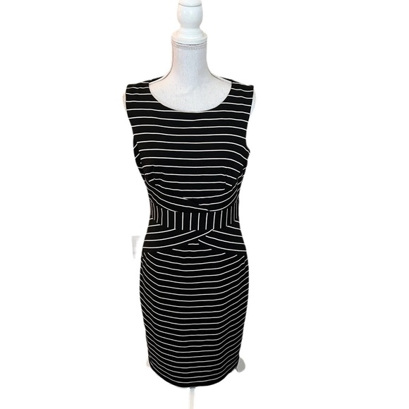 Tribal Black and -White Stripe Sheath Dress Size 8 - Picture 2 of 7